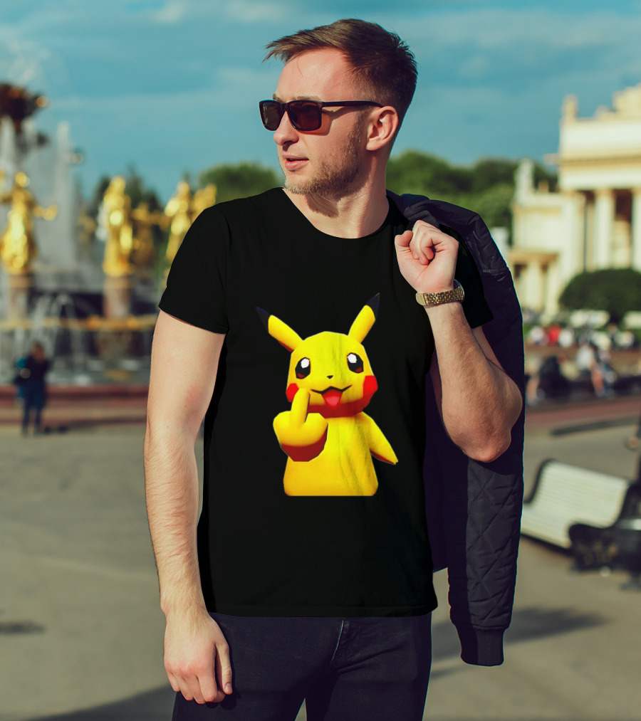 Pikachu Pokémon Middle Finger Gesture T-Shirt