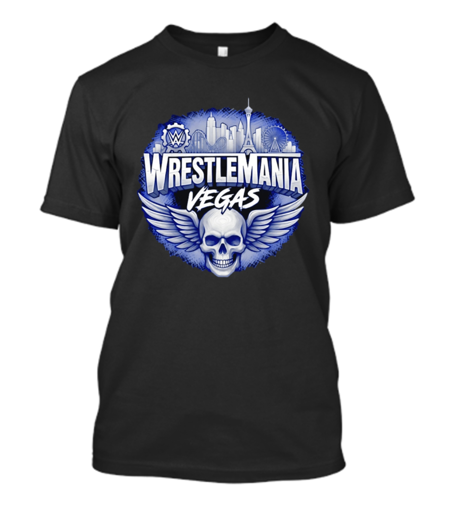 Cody Rhodes WWE Wrestlemania Vegas 42 Skull Wings Skyline T-Shirt