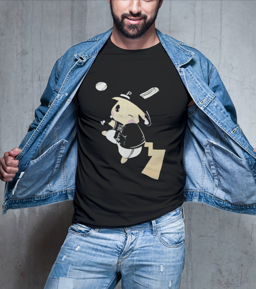 Pokemon Pittsburgh Pirates Baseball Collaboration Pikachu Pitching T-Shirt