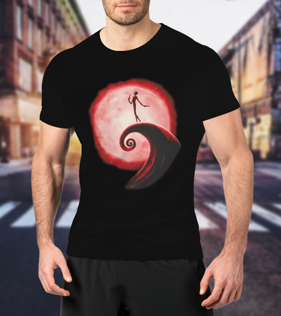 Daredevil The Nightmare Before Christmas Crossover Red Moon Scene T-Shirt