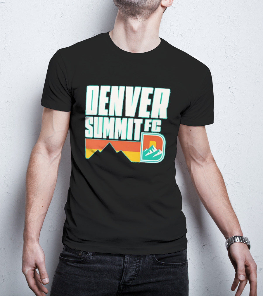 Denver Summit FC Mountains D Emblem Olive Wordmark T-Shirt
