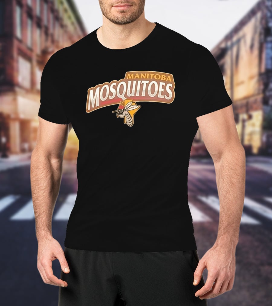 Manitoba Mosquitoes Cartoon Insect With Helmet T-Shirt