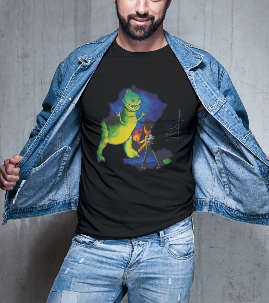 Rex And Woody Reenact Jurassic Park Scene Jurassic Toys Adventure T-Shirt