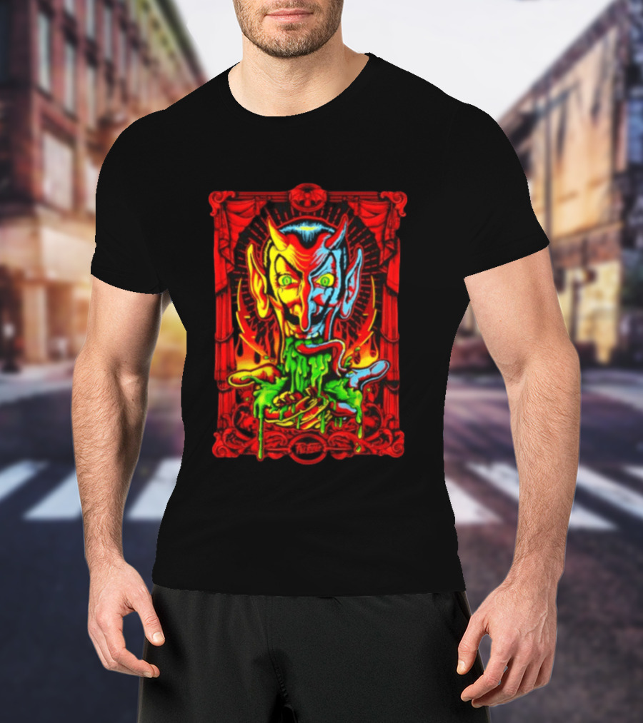 Satan's Puke Black Devil Evil Clown Neon Horror T-Shirt
