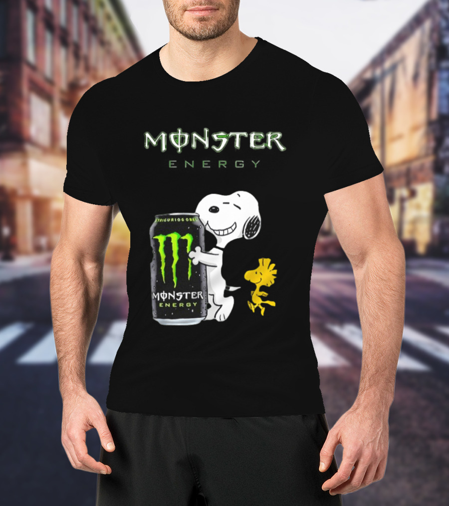 Snoopy And Woodstock Hugging Monster Energy Can Collaboration T-Shirt