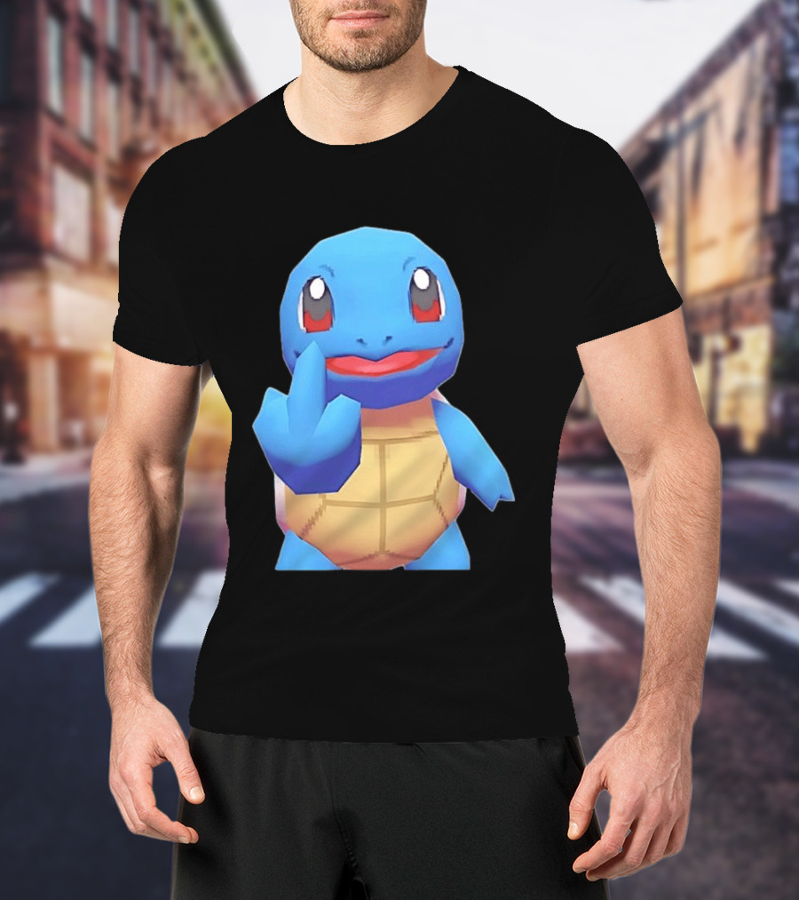 Squirtle Pokémon Gesture Middle Finger Playful Attitude T-Shirt