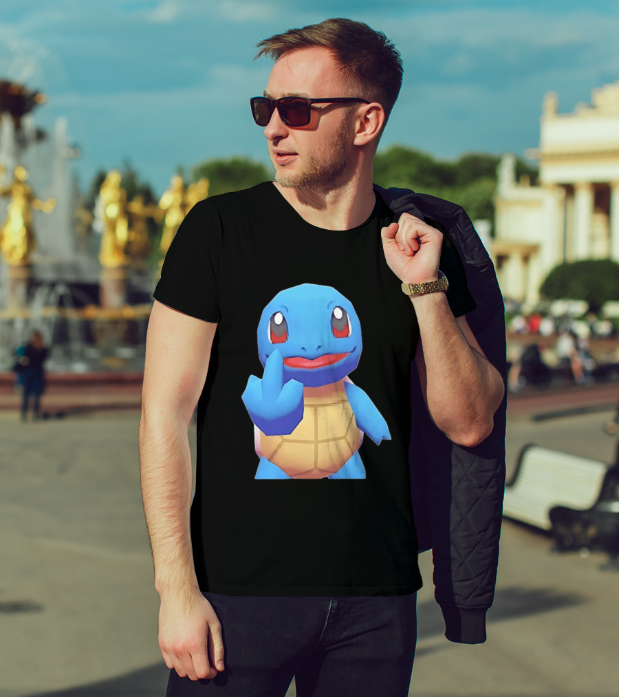 Squirtle Pokémon Gesture Middle Finger Playful Attitude T-Shirt