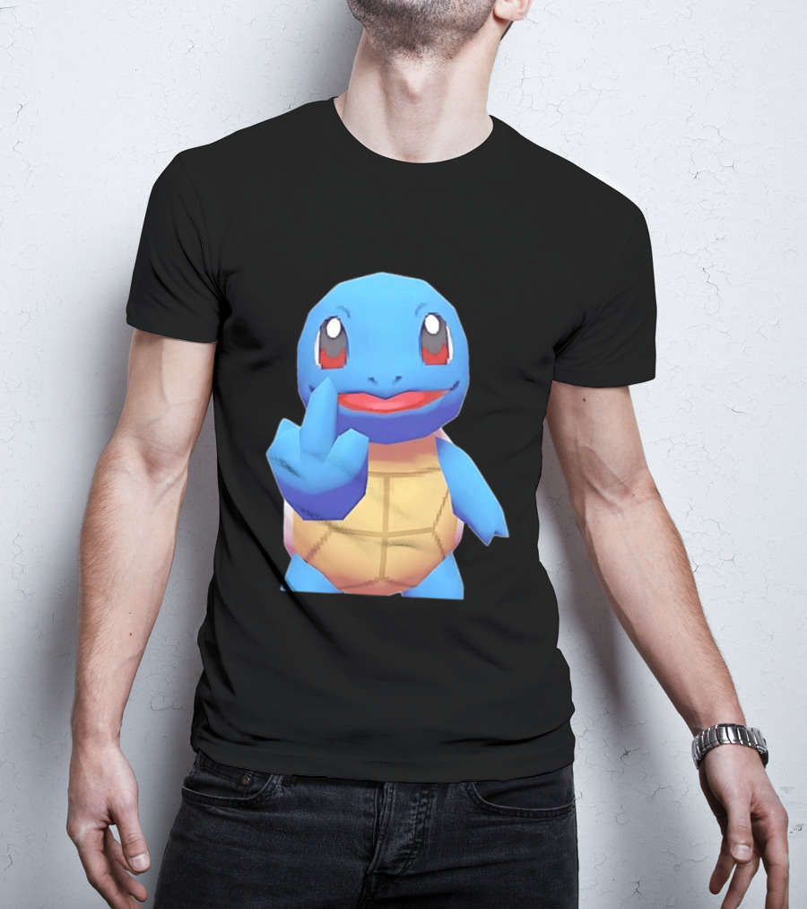 Squirtle Pokémon Gesture Middle Finger Playful Attitude T-Shirt