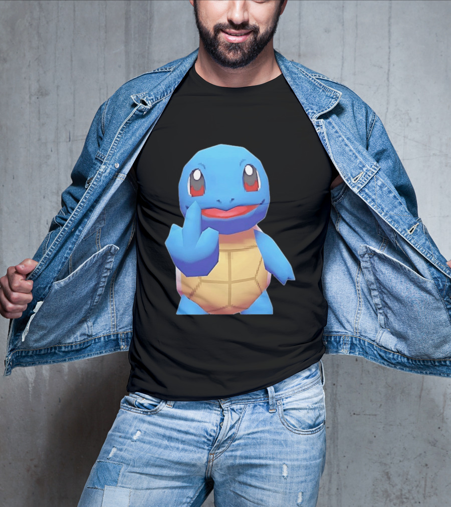 Squirtle Pokémon Gesture Middle Finger Playful Attitude T-Shirt