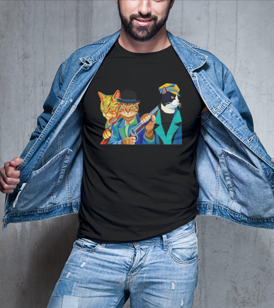 Three Cats Jazz Band Colorful Feline Musicians With Suits And Instruments T-Shirt