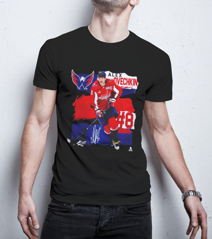 Washington Capitals Alex Ovechkin #8 Hockey Signature T-Shirt