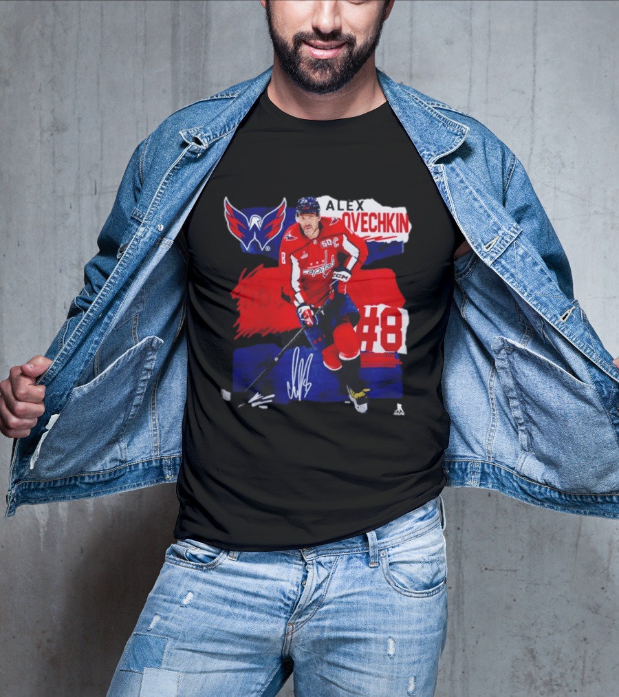 Washington Capitals Alex Ovechkin #8 Hockey Signature T-Shirt