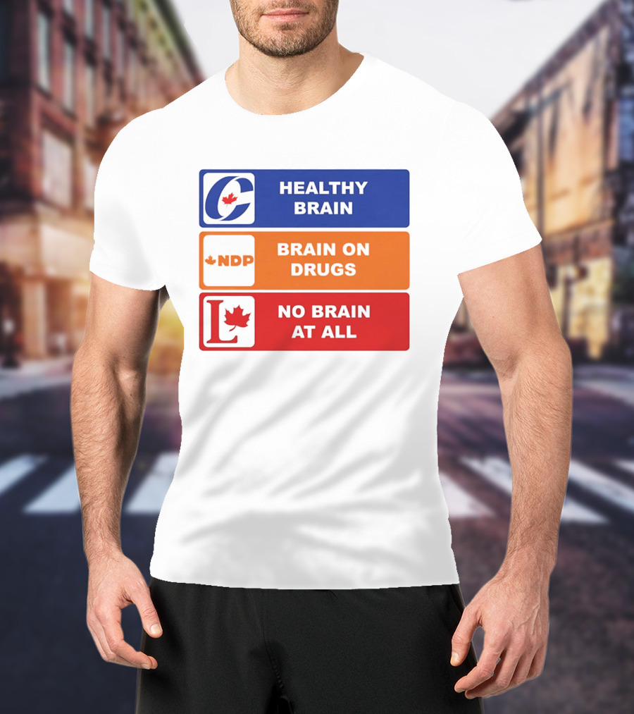 Healthy Brain Brain On Drugs No Brain At All Political Labels T-Shirt