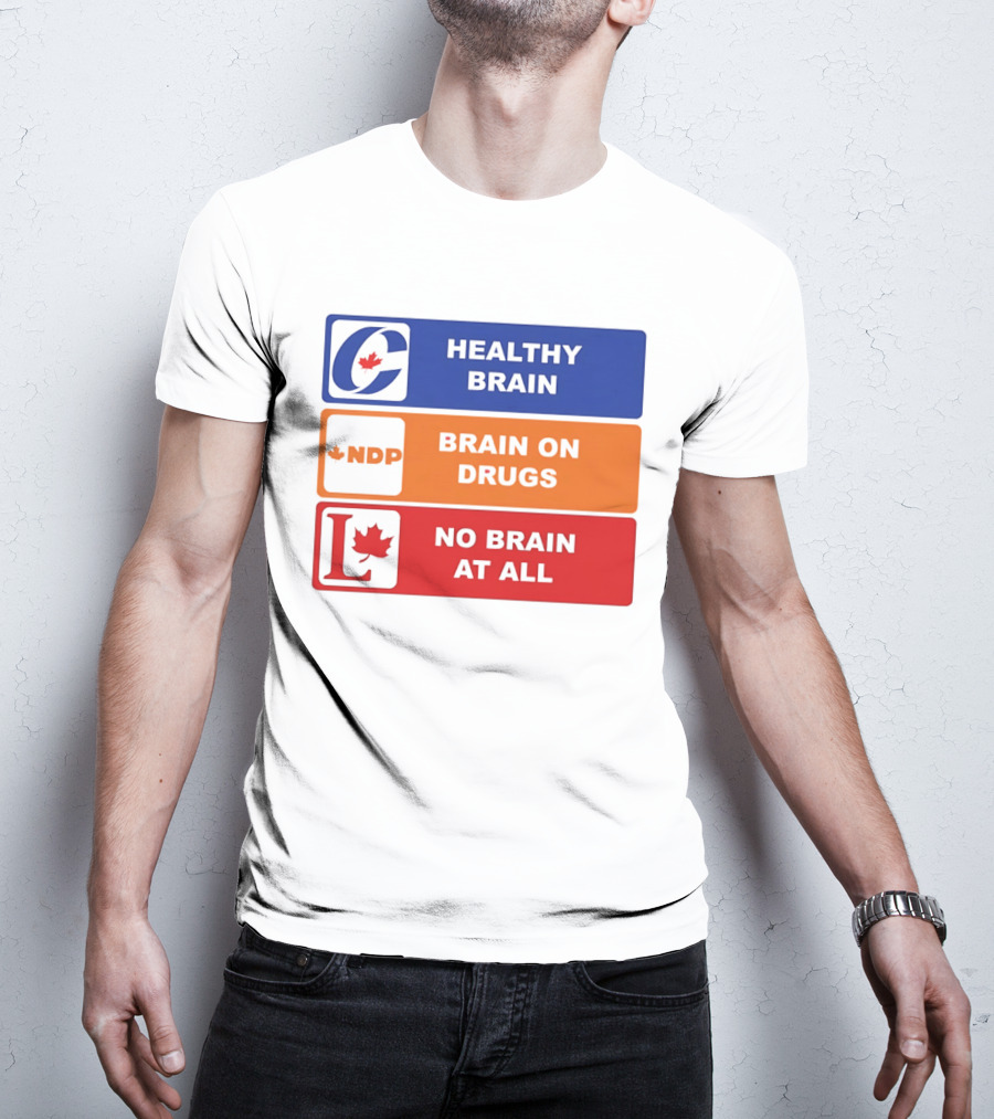 Healthy Brain Brain On Drugs No Brain At All Political Labels T-Shirt