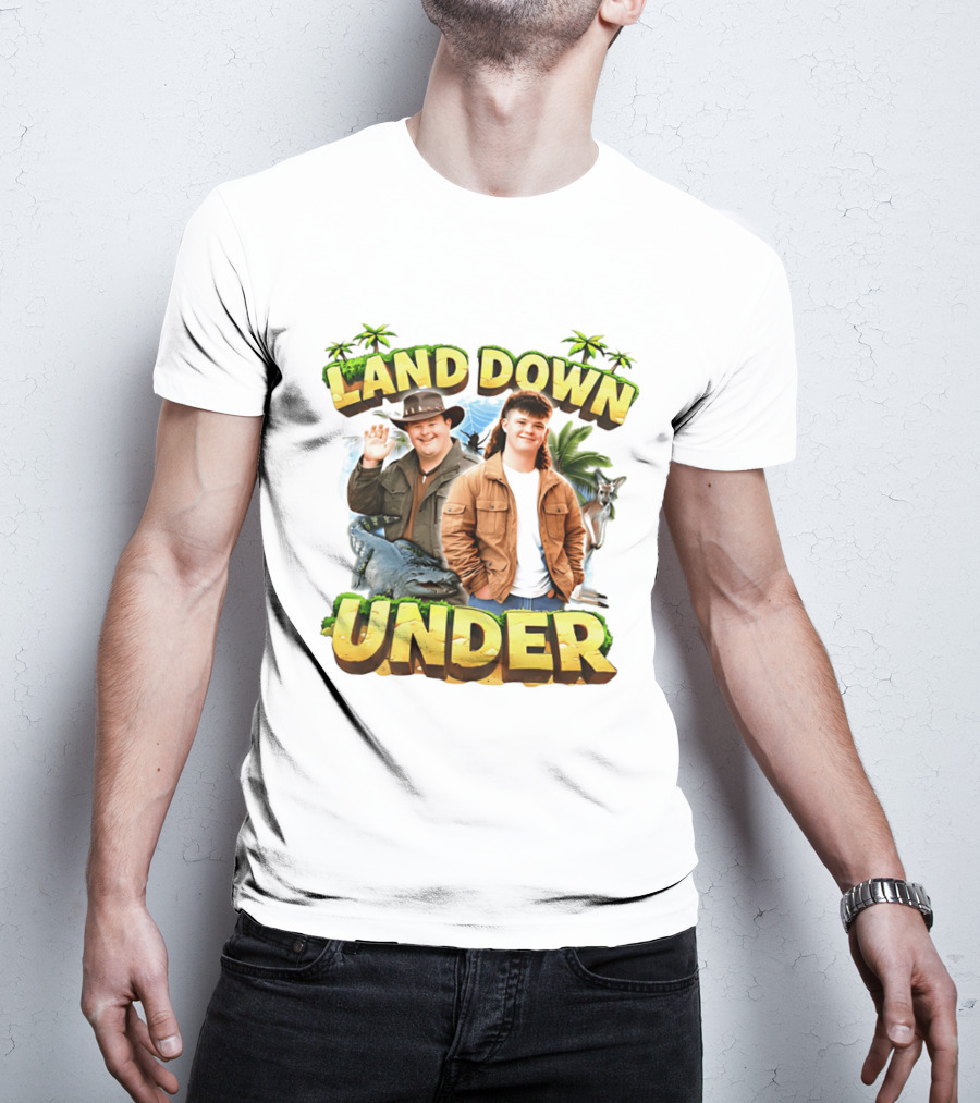Land Down Under Crocodile And Kangaroo Theme Australia T-Shirt
