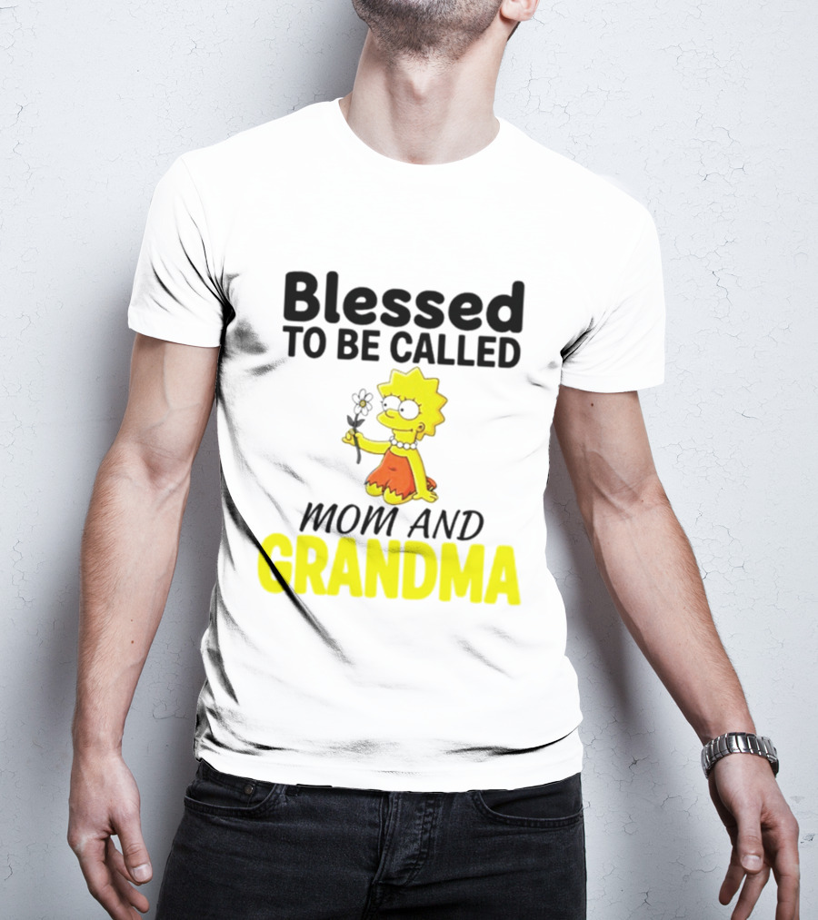 Blessed To Be Called Mom And Grandma Simpsons Character Holding Flower T-Shirt