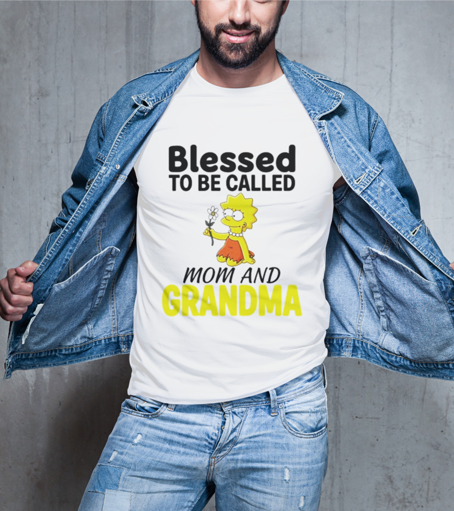 Blessed To Be Called Mom And Grandma Simpsons Character Holding Flower T-Shirt