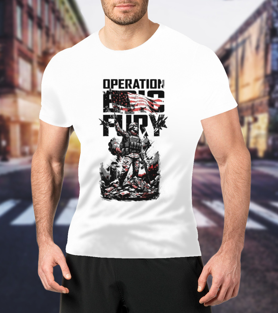 Operation Epic Fury American Flag Soldier 2.0 T-Shirt