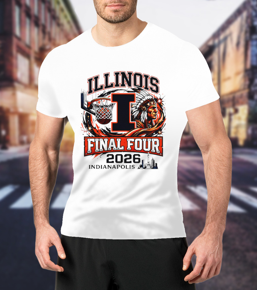 Illinois Basketball Final Four 2026 Indianapolis I Logo And Native American T-Shirt