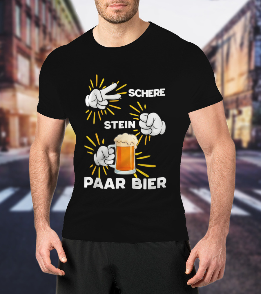 Bachelor Party Schere Stein Paar Bier Fun Celebration T-Shirt