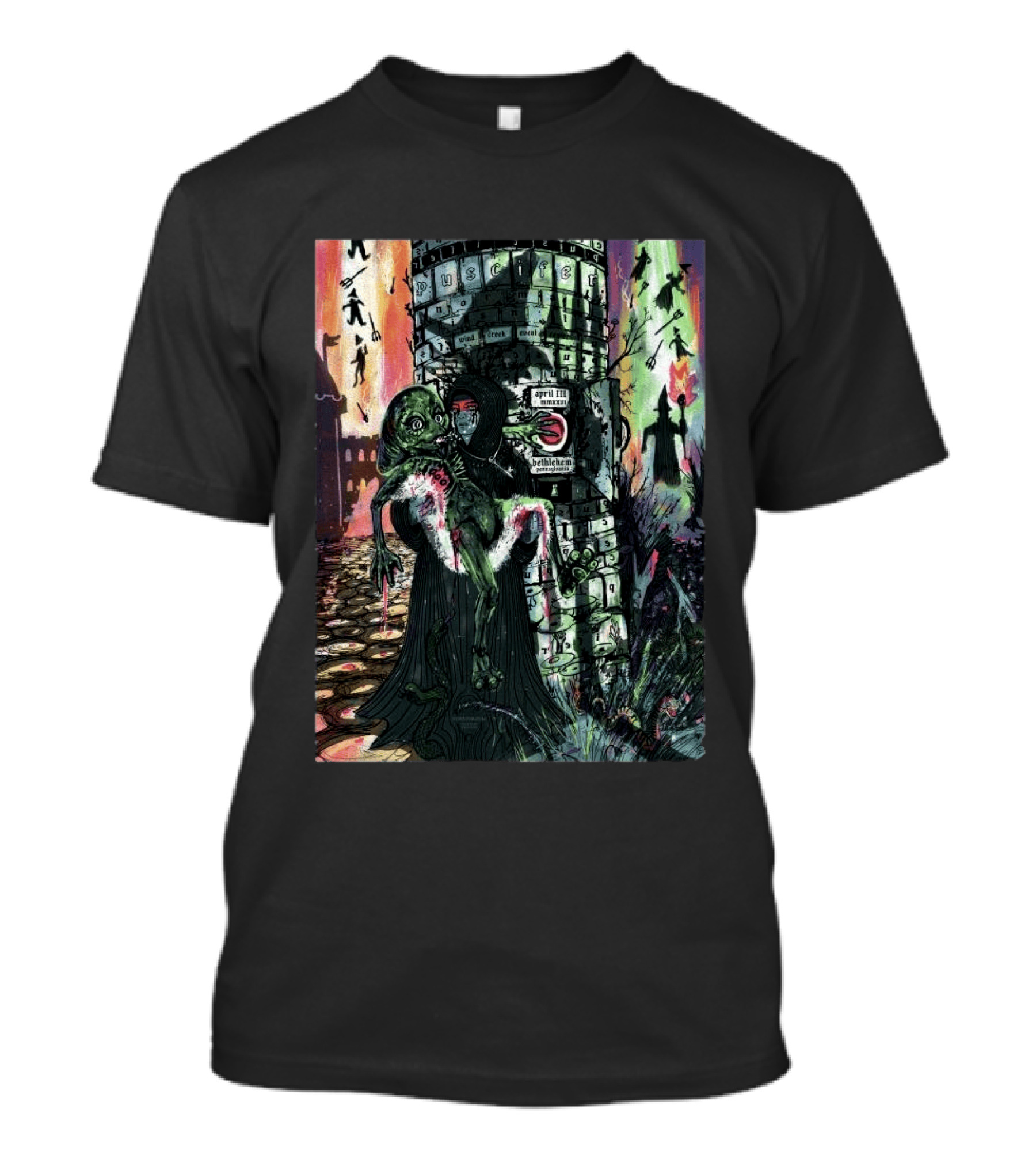 Puscifer Bethlehem April 3 2026 Creepy Creature With Robed Figure T-Shirt