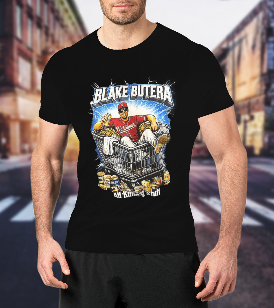 Blake Butera Nationals All Kinds Of Stuff Beer Cans Shopping Cart T-Shirt
