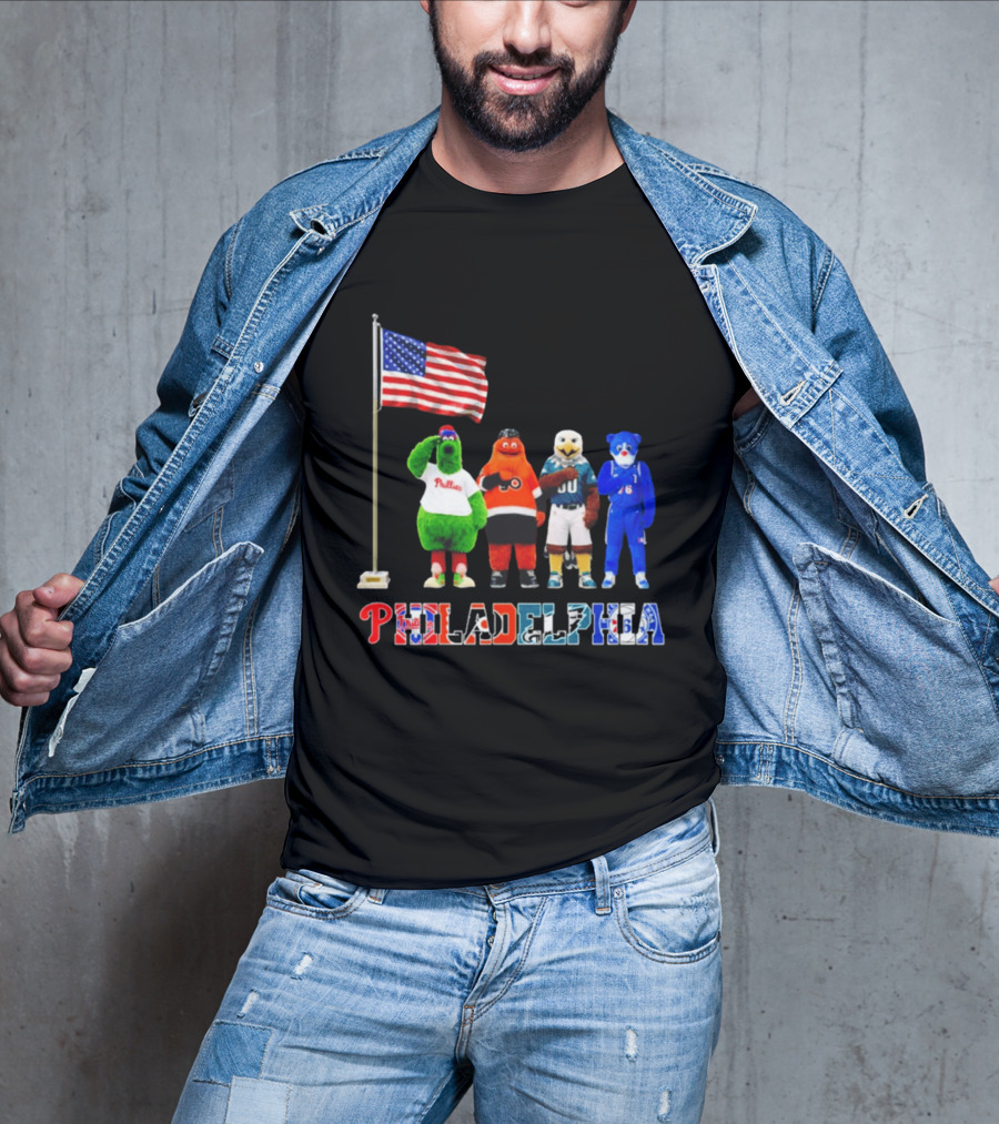 Philadelphia Mascots Saluting The American Flag T-Shirt