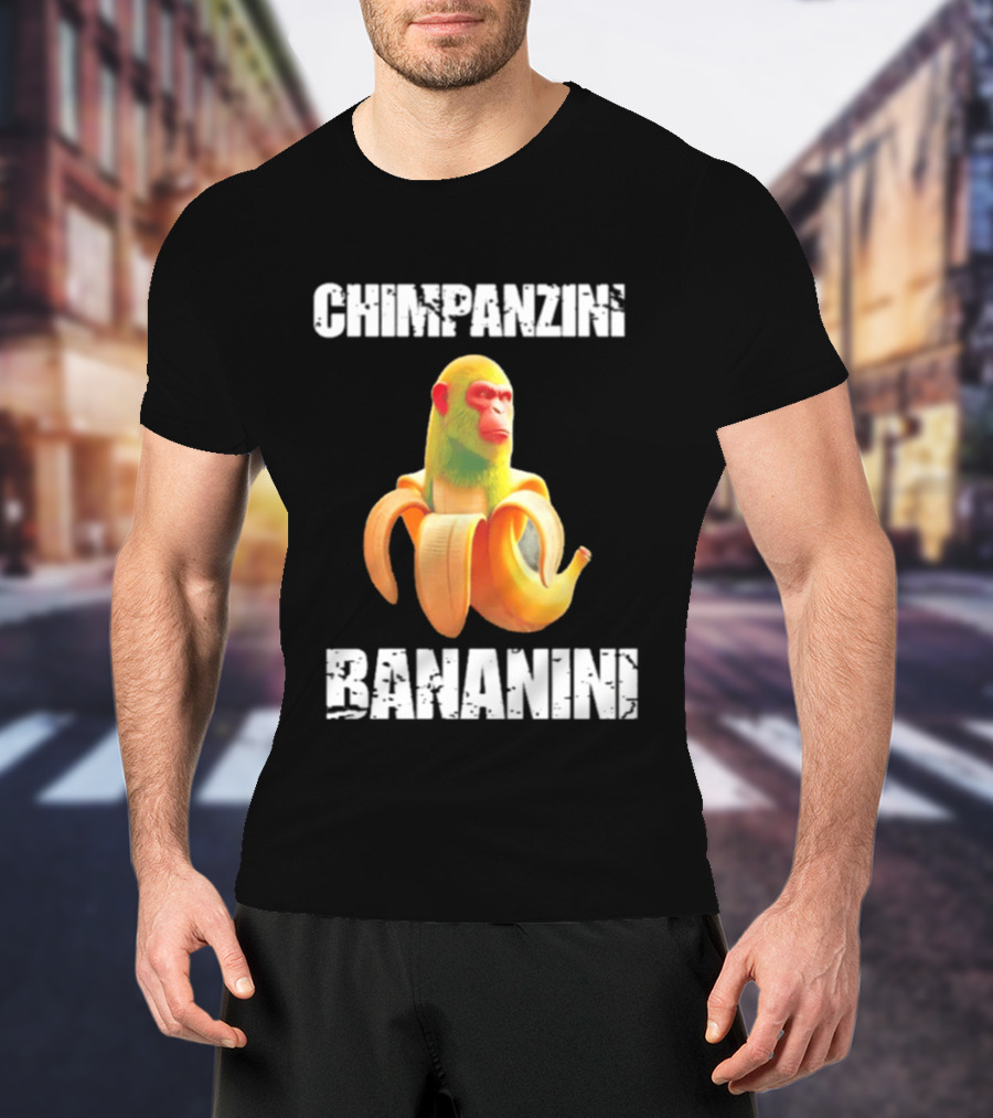 Chimpanzins Bananine Monkey Peeling A Banana T-Shirt