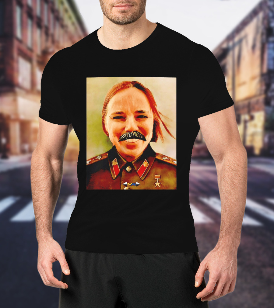 Comrade Bellows Military Portrait Caricature With Mustache T-Shirt