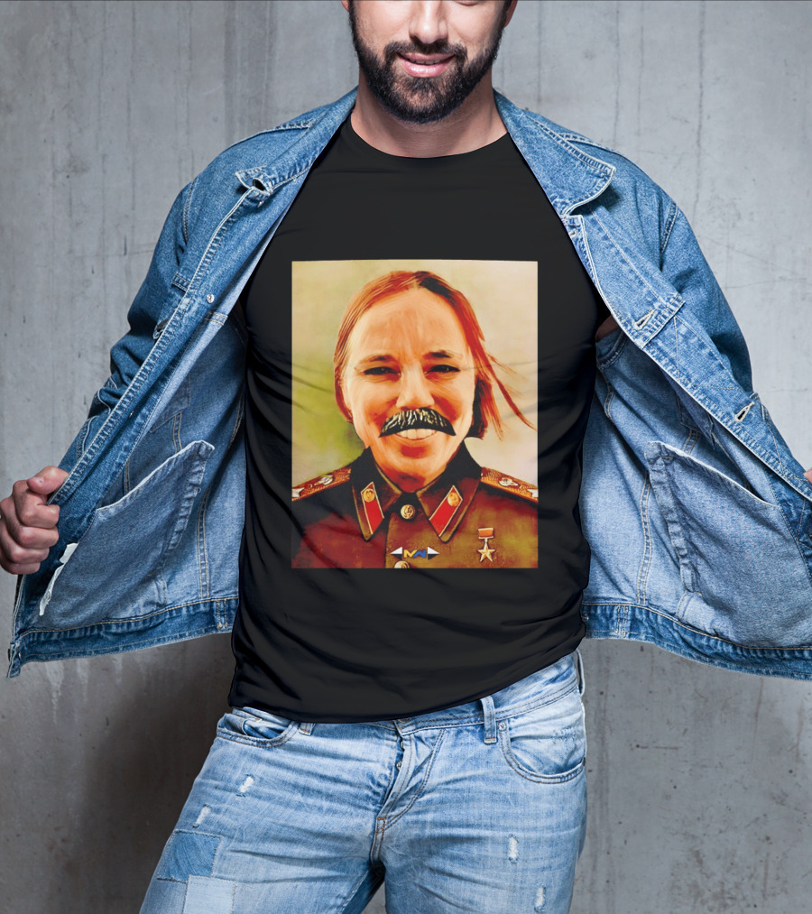 Comrade Bellows Military Portrait Caricature With Mustache T-Shirt