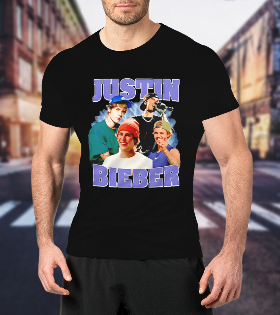 Justin Bieber Singing And Smiling With Various Iconic Looks T-Shirt