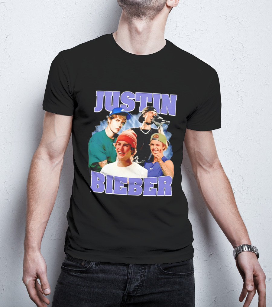 Justin Bieber Singing And Smiling With Various Iconic Looks T-Shirt