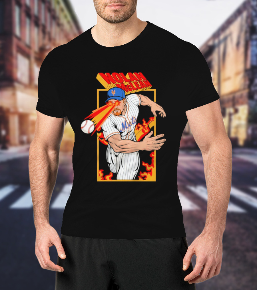 Nolan McLean Laser Beam New York Mets Baseball Action T-Shirt