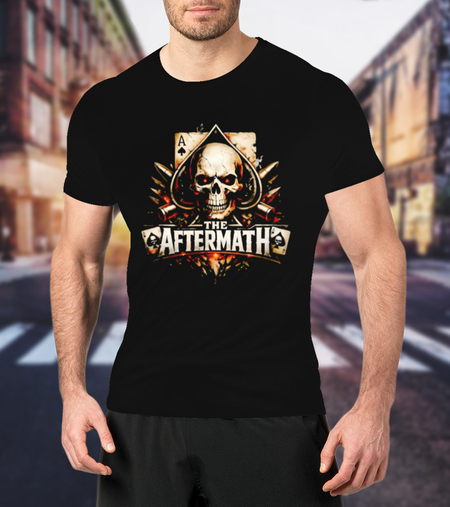 The Aftermath Skull Ace Of Spades Playing Card Bullet Explosion T-Shirt
