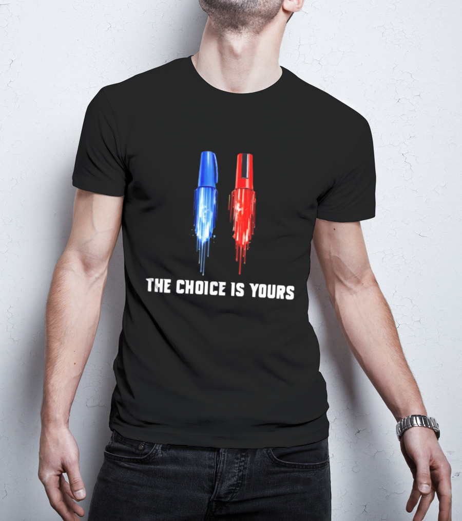 The Choice Is Yours Red And Blue Marker Art Duel T-Shirt