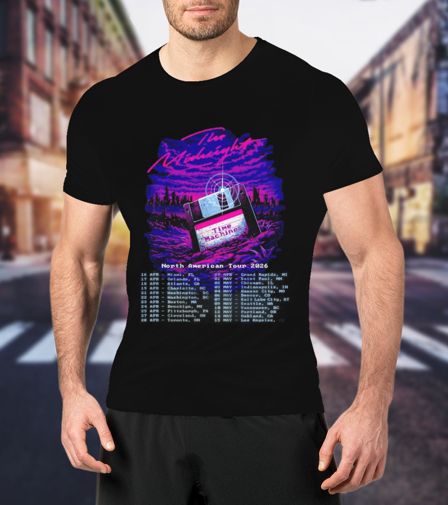 The Midnight Time Machines North American Tour 2026 Retro Floppy Disk T-Shirt