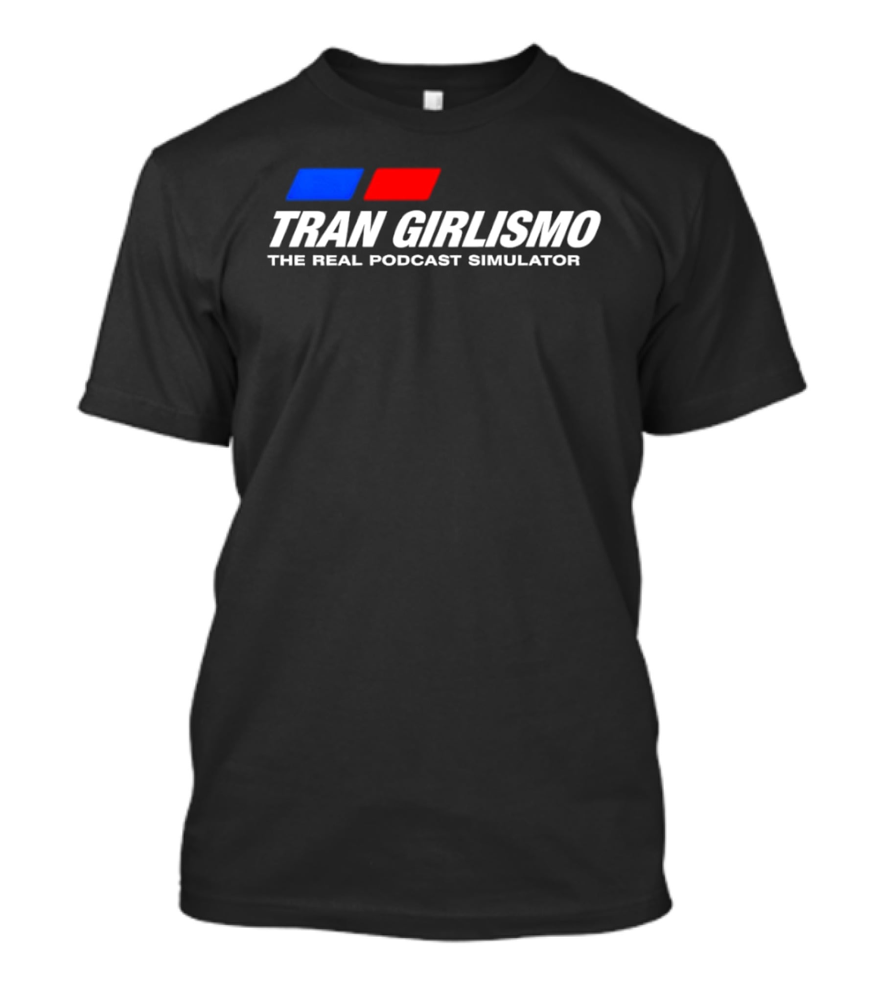 Tran Girlismo The Real Podcast Simulator Blue Red Blocks T-Shirt