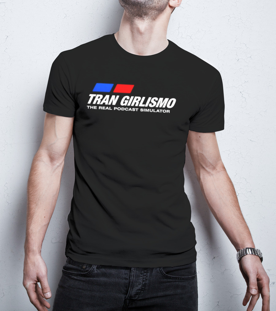 Tran Girlismo The Real Podcast Simulator Blue Red Blocks T-Shirt