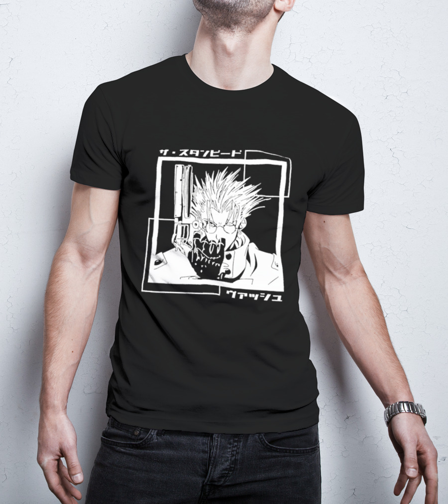 Vash The Stampede Trigun Japanese Typography Stylized T-Shirt