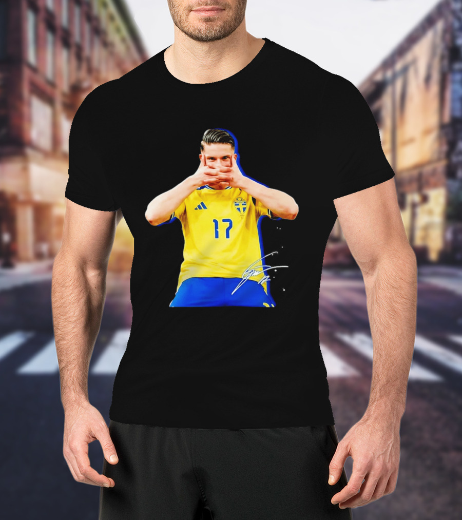 Viktor Gyokeres Sweden Number 17 Signature Gesture T-Shirt