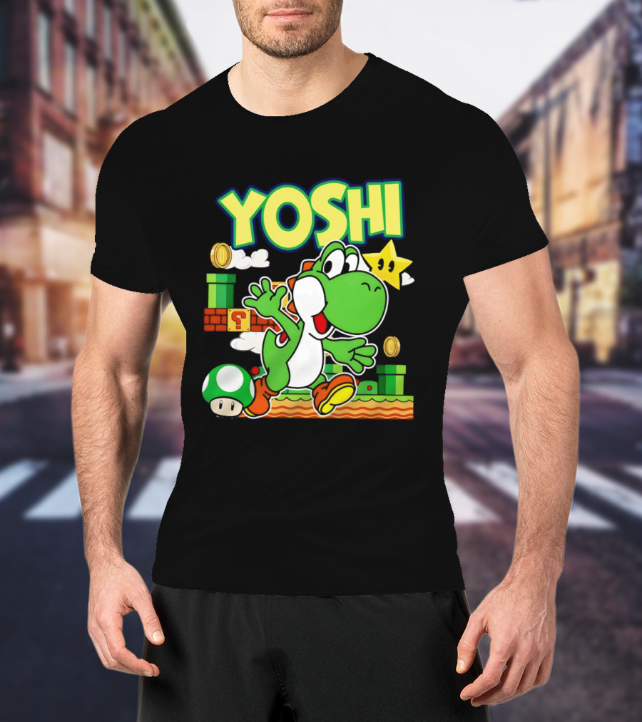 Yoshi Super Mario Bros Game Iconic Green Dinosaur Adventure T-Shirt