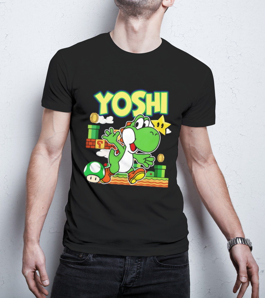 Yoshi Super Mario Bros Game Iconic Green Dinosaur Adventure T-Shirt