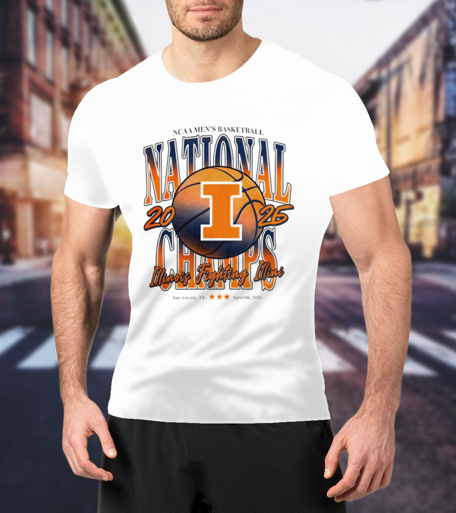 NCAA Men's Basketball National Champs 2026 Illinois Fighting Illini San Antonio April 6 T-Shirt