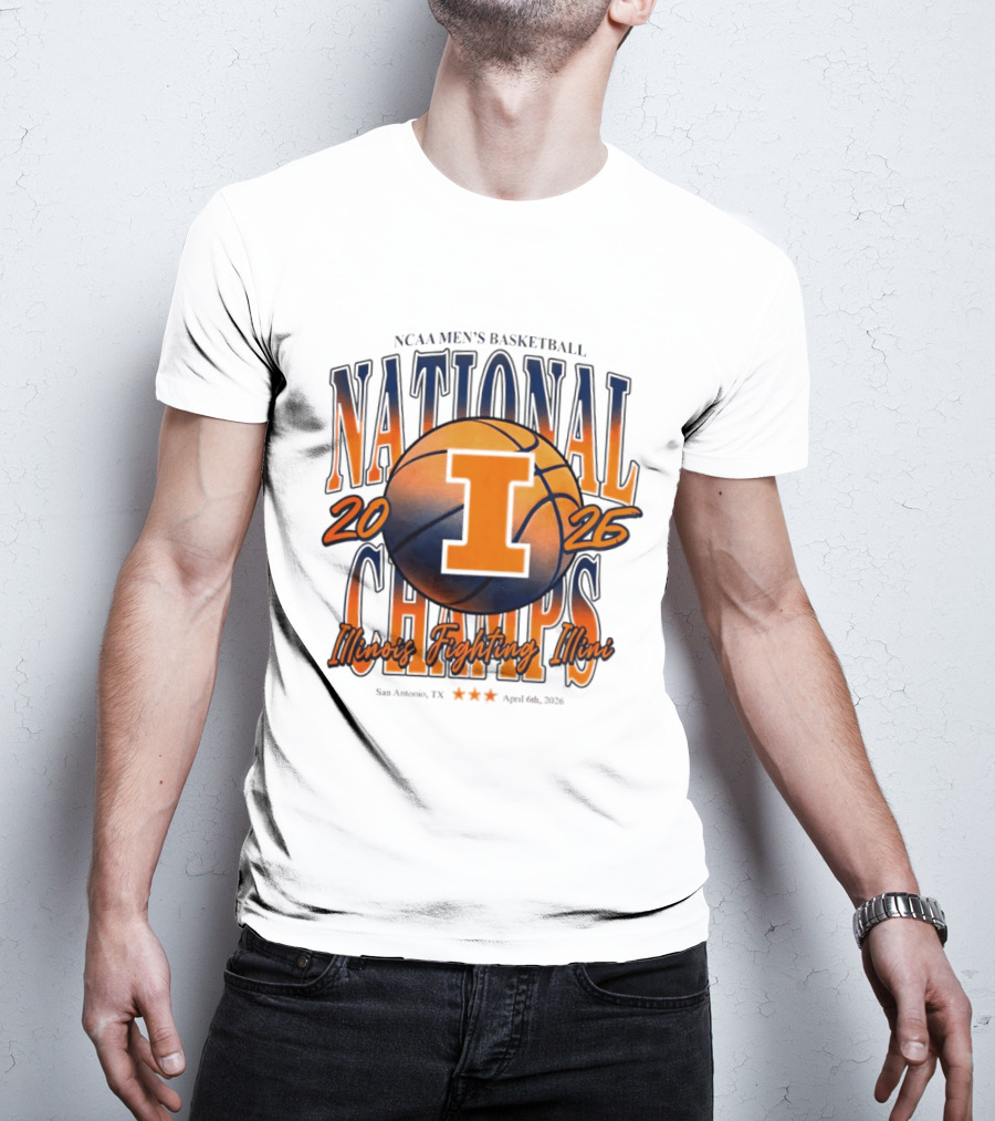 NCAA Men's Basketball National Champs 2026 Illinois Fighting Illini San Antonio April 6 T-Shirt