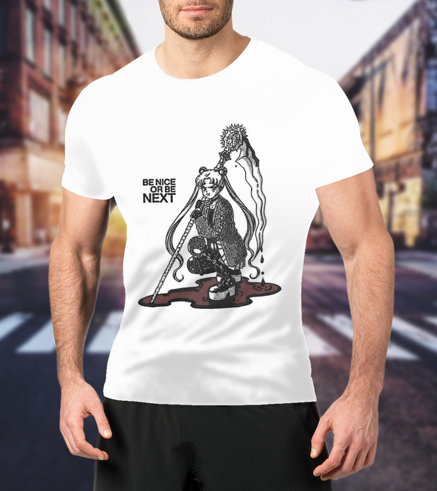 Sailor Moon Be Nice Or Be Next Dark Silhouette And Blood Pool T-Shirt