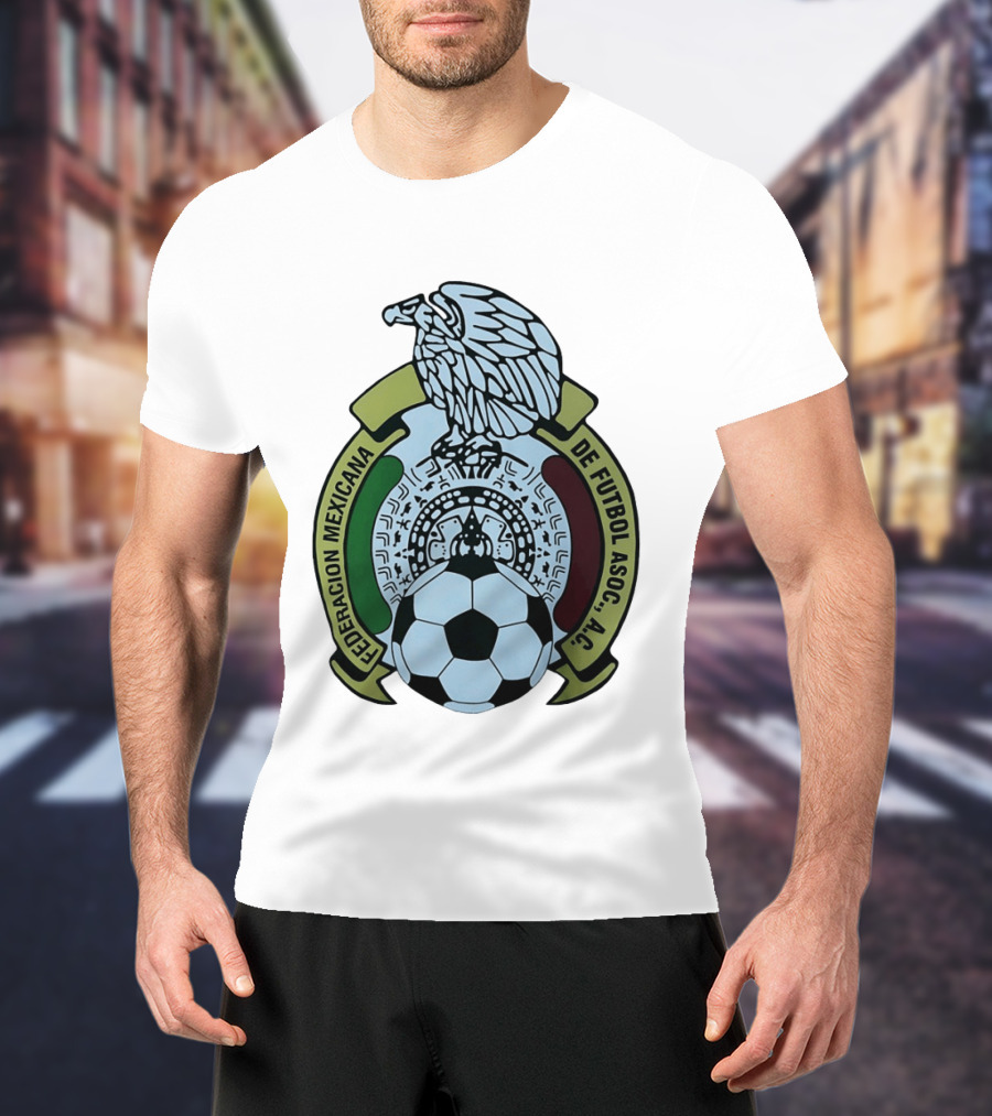 Federacion Mexicana De Futbol Asociacion AC Soccer Ball Emblem With Eagle And Aztec T-Shirt