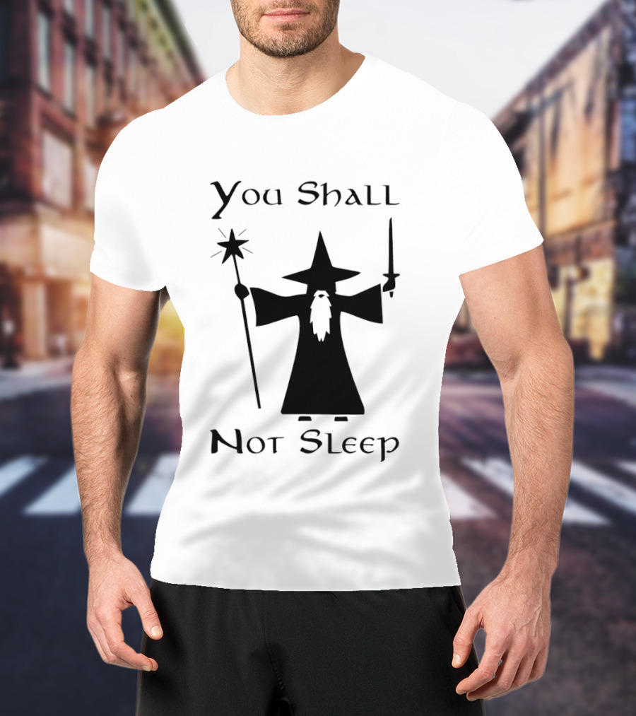 You Shall Not Sleep Wizard With Staff And Sword T-Shirt