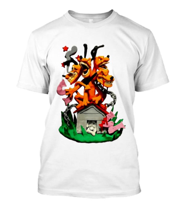 Hell Hound Three Headed Cerberus In Chains With Bone House T-Shirt