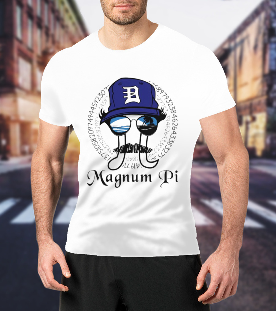 Magnum Pi Detroit Hat And Sunglasses With Pi Number Sequence T-Shirt