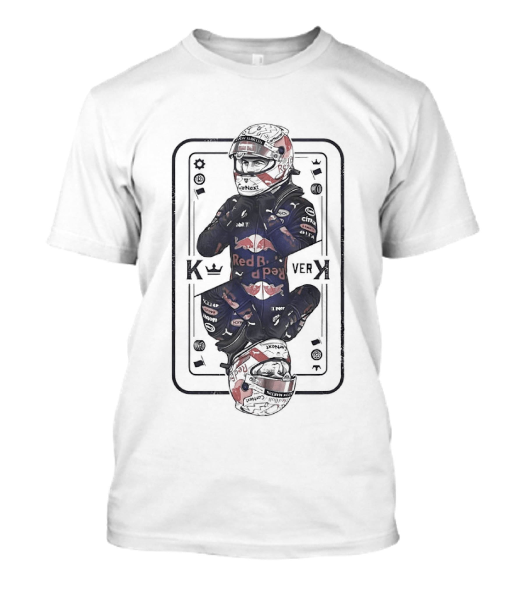 Red Bull Racing Max Verstappen Playcard King Black And Red Suit T-Shirt